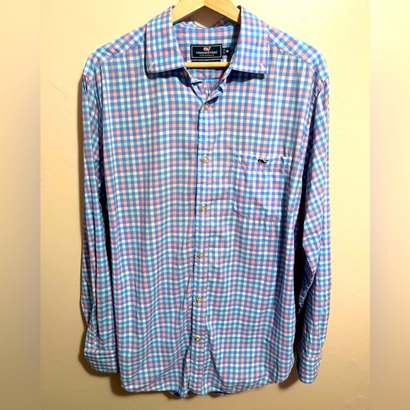 Vineyard Vines Button Down Classic Fit Tucker Shirt Men's Medium Pastel Plaid - Picture 1 of 10